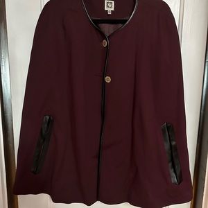 NWOT Anne Klein burgundy cape XL